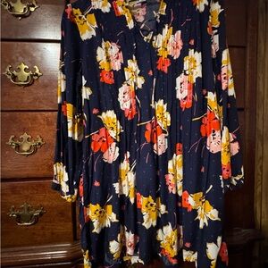 Old Navy Navy Dress with Floral Accents